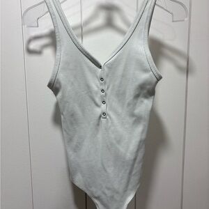 Abercrombie & Fitch Womens Button Up Tanktop Bodysuit White Size Small